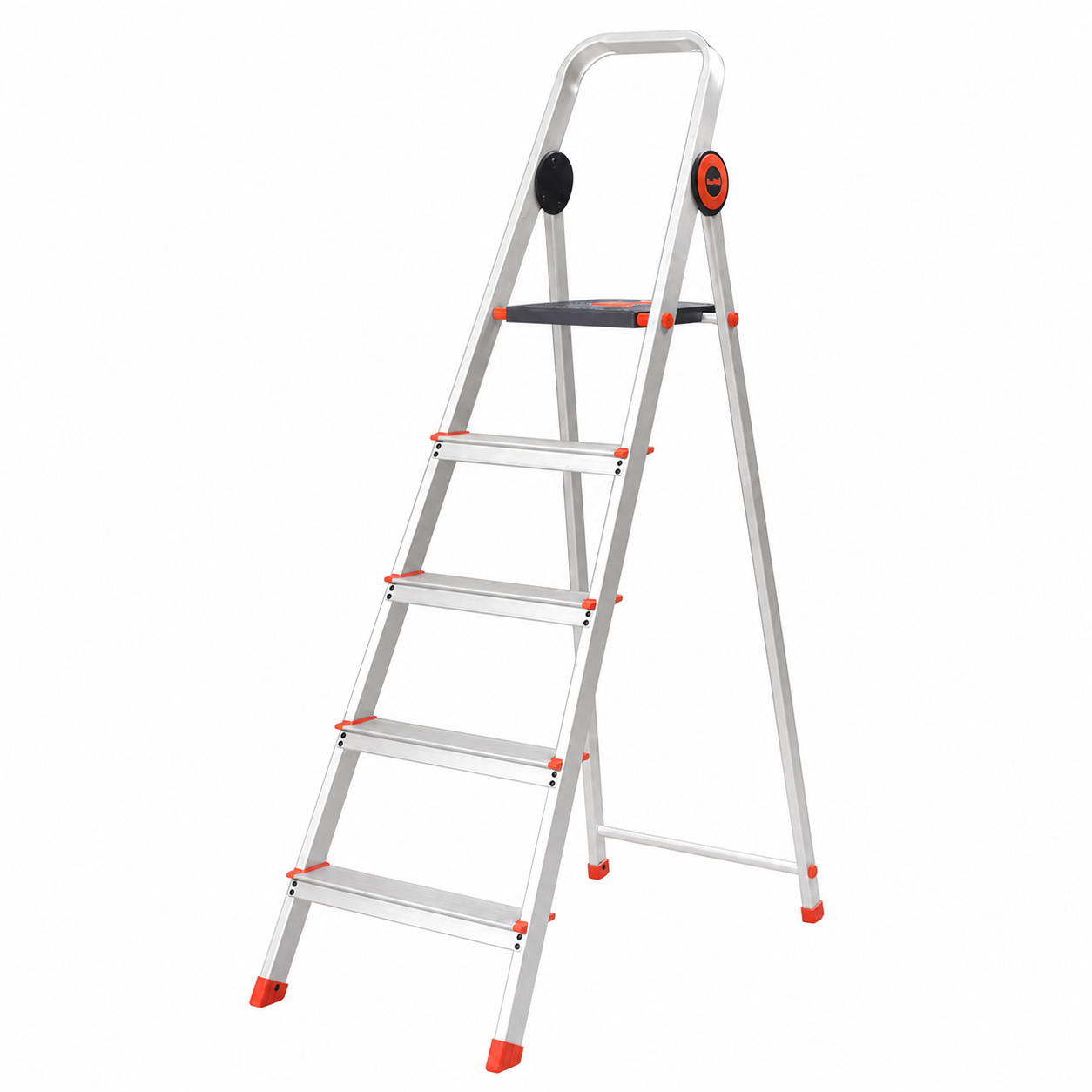 Bathla Advance Pro 5-step aluminium ladder isolated on white background