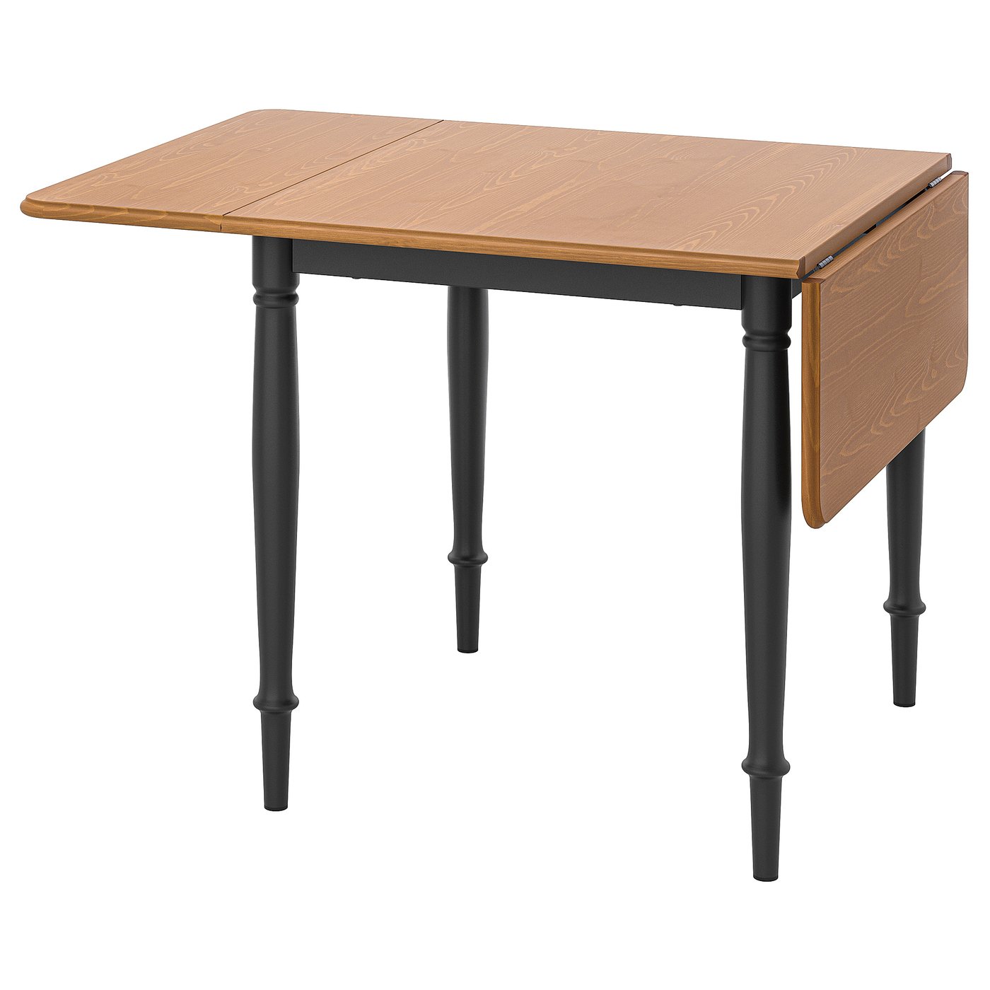 IKEA DANDERYD drop-leaf table in pine veneer with black legs